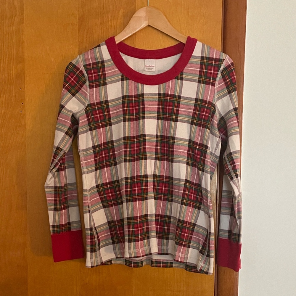 Hanna Anderson plaid holiday pajamas ladies L top